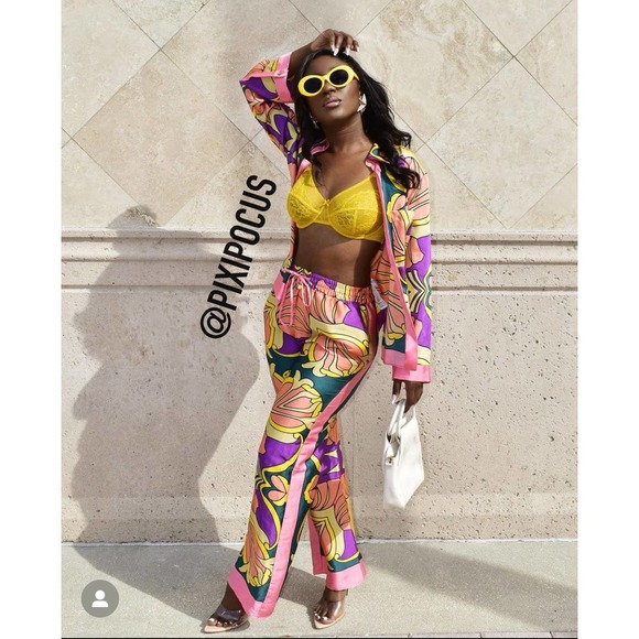 ZARA SATIN PRINTED PAJAMA STYLE PANTS - Picture 13 of 15